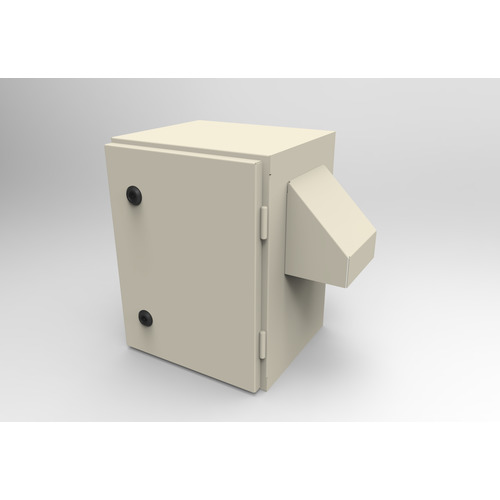 Gabinete metálico IP65 de 400x300x250 mm con sujeción a poste